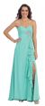 Main image of Strapless Long Bridesmaid Dress with Ruffled Side Slit 